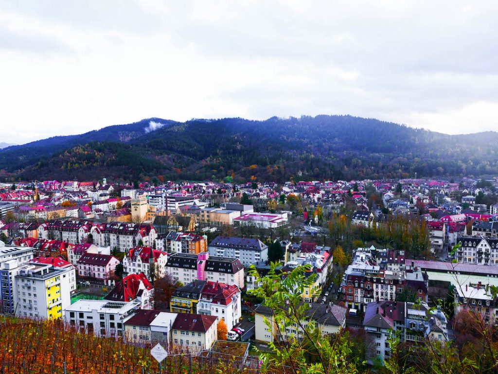 Freiburg from above on a rainy day