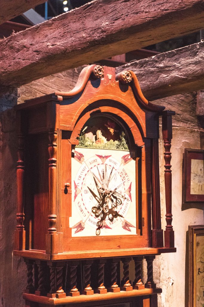 The magical clock in the Burrow, Warner Bros Harry Potter Studio Tour London