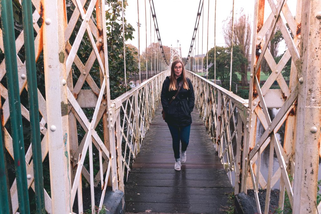 Addie on the Shakey Bridge in Cork City Ireland
