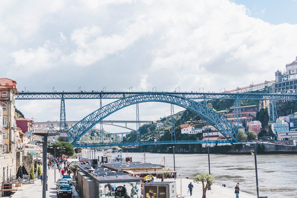 The Dom Luis I Bridge and Duoro River in Porto, Portugal