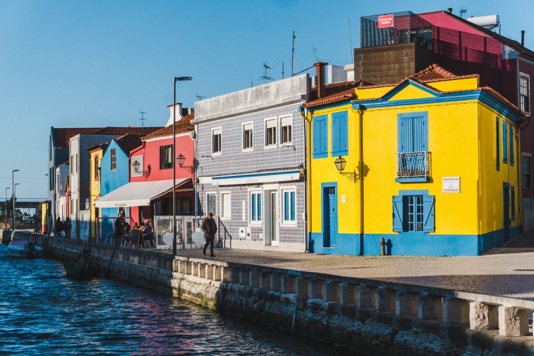 A canal in Aveiro at sunset