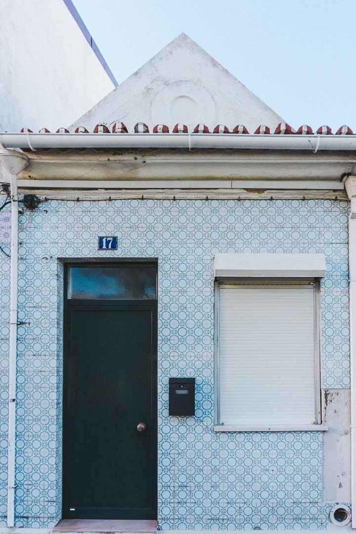 Light blue tiled house in Aveiro, Portugal