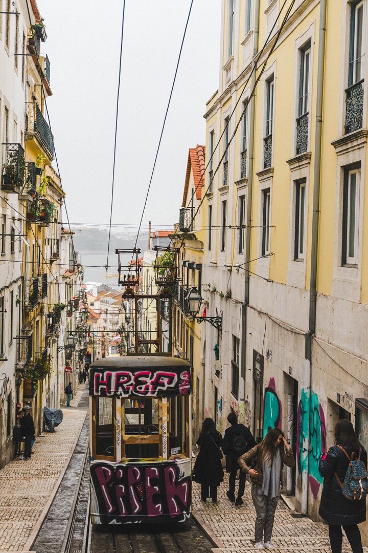 A street tram in Lisbon, Portugal