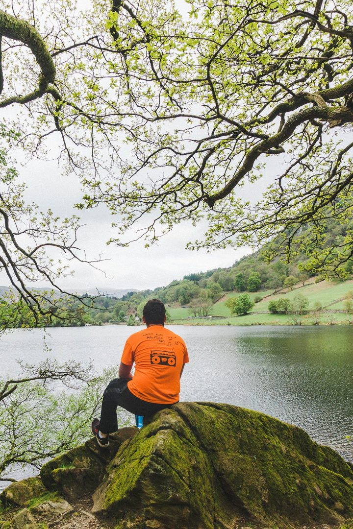 Daniel staring out at Rydal Water in the Lake District