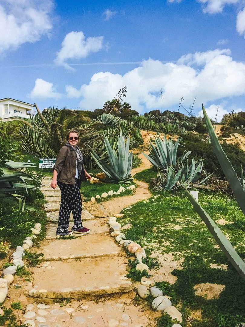 Madison at the start of our Lagos, Portugal cliff walk
