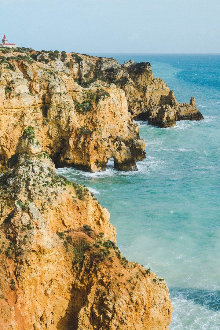 Stunning rock formations on the cliffs of Lagos, Portugal