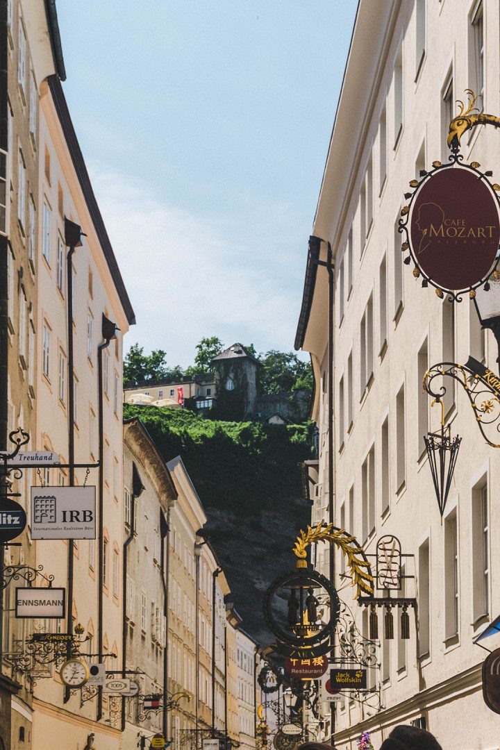 A street in Old Town Salzburg, Austria