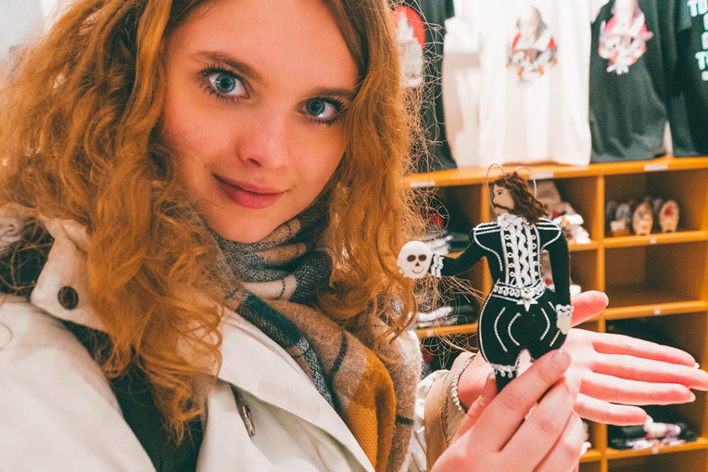 Megan holding a Hamlet Ornament