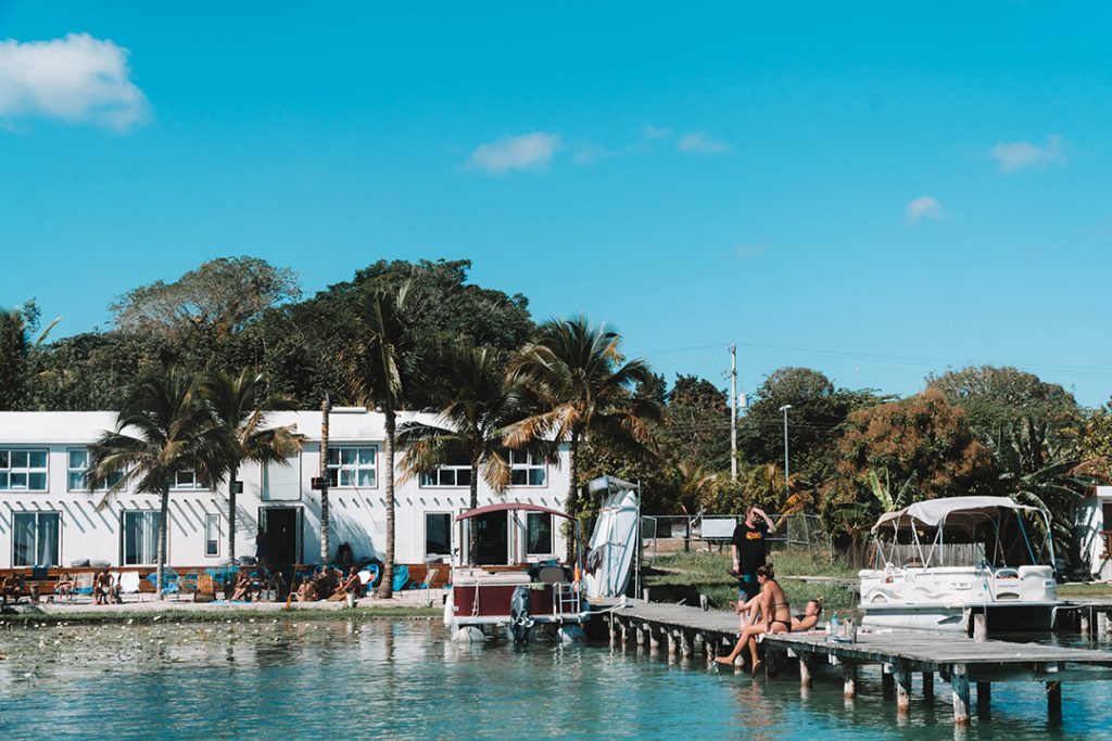 The Yak Lake House in Bacalar, Mexico from the water