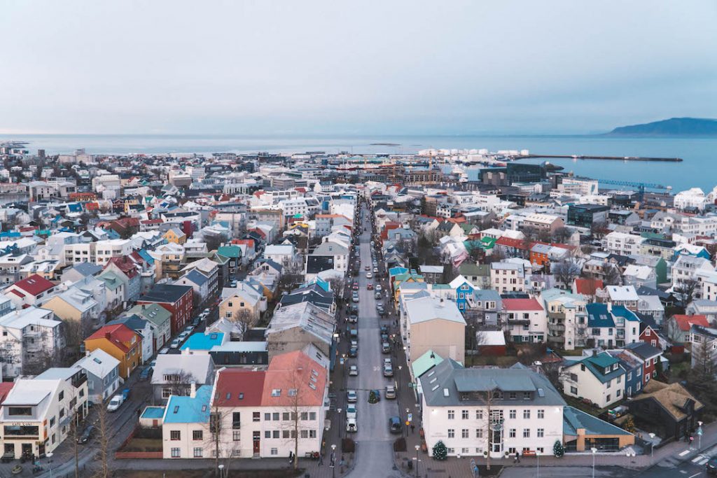 Reykjavik from above on the first of 5 days in Iceland