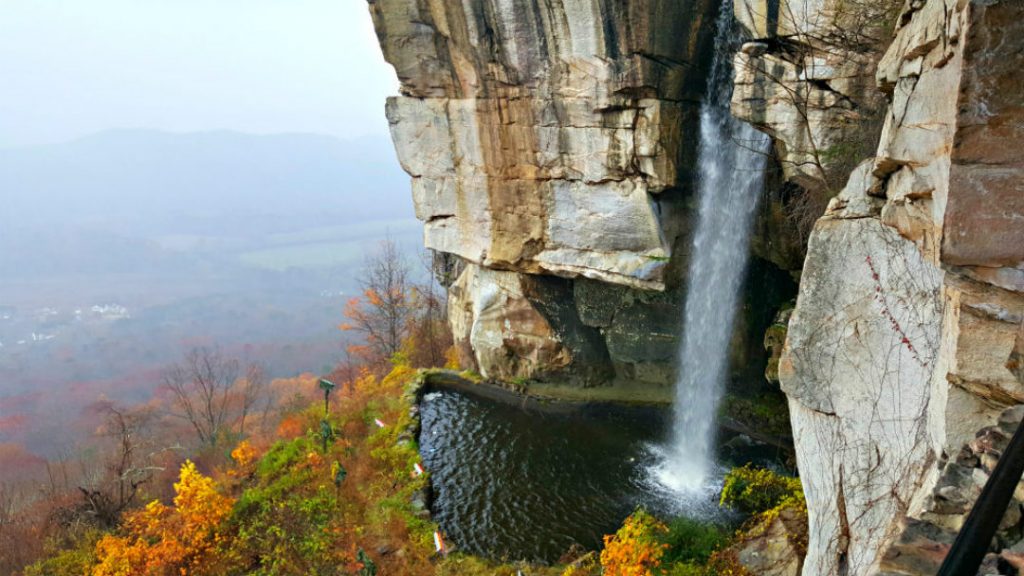 A waterfall at Rock City in Georgia