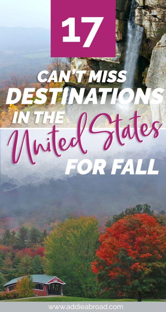 If you’re hoping to get some fall travel in, this this guide to the best fall vacations in the US is the place to look. Travel bloggers name the best fall destinations in the United States for fall travel! #usa #unitedstates #travel #fall #autumn