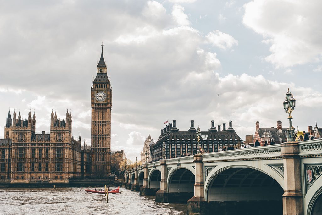 Big Ben and bridge in London, England