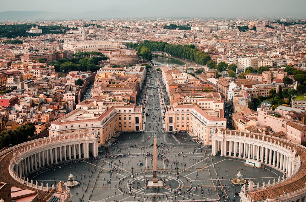 A birds-eye view of Rome at sunset