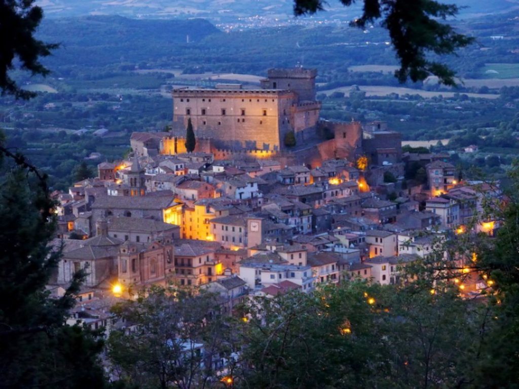 A castle and hillside town in Soriano nel Cimino, Italy