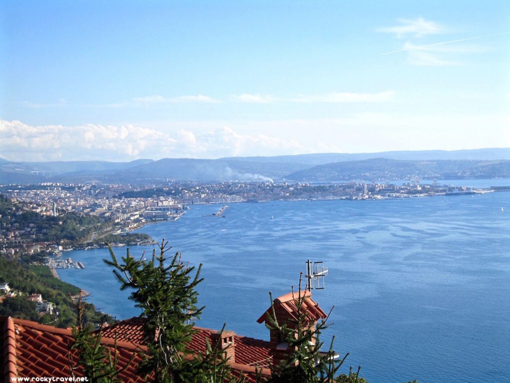 The ocean and town of Trieste, Italy