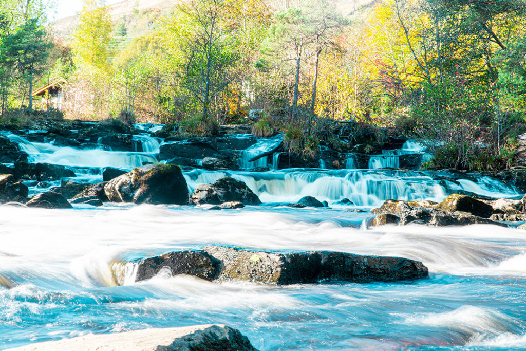 short waterfall over rocks