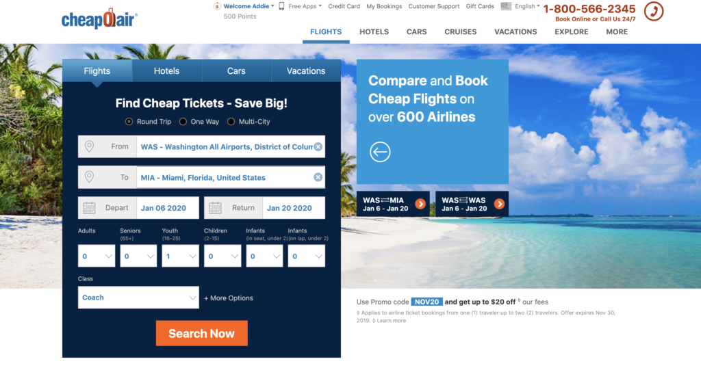 cheapoair homepage - how to find cheap flights with cheapoair
