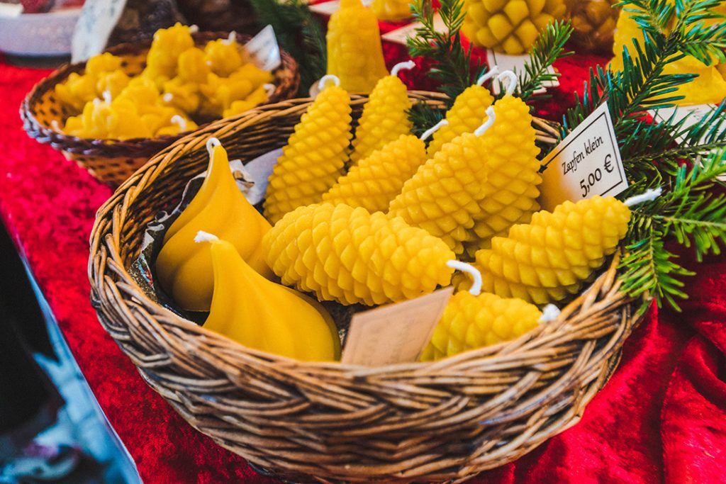 beeswax candles shaped like pinecones