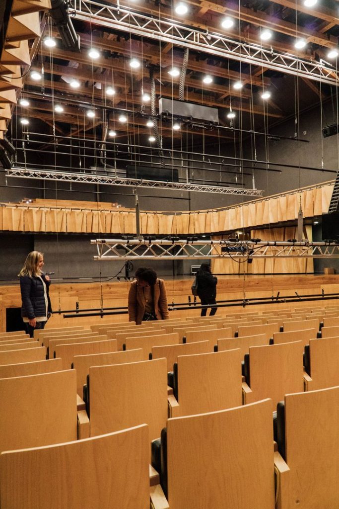 wooden seats in cesis concert hall