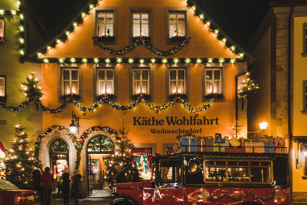 The Käthe Wolfhart store lit up for Christmas