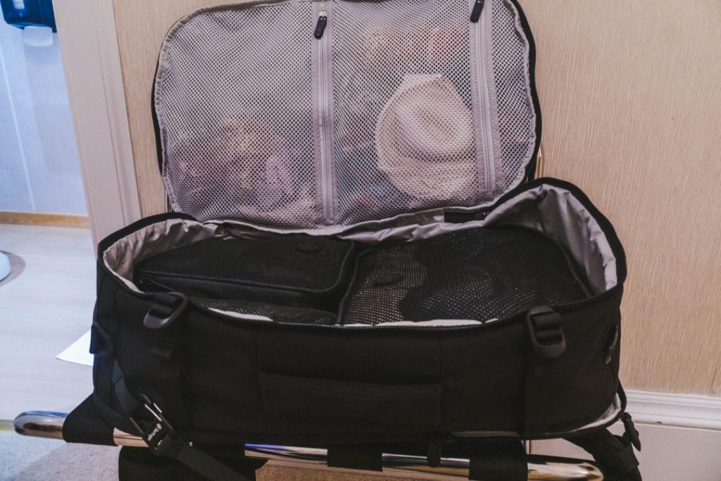 tortuga backpack opened like a suitcase