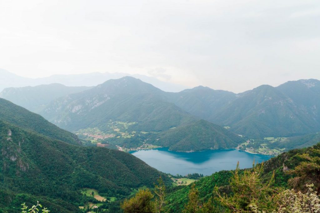 Front lit mountains in Trentino, Italy