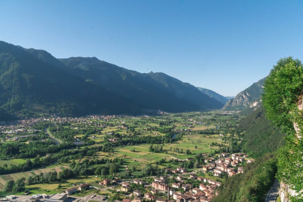 The view of the Valle del Chiese from the Castel San Giovanni di Bondone