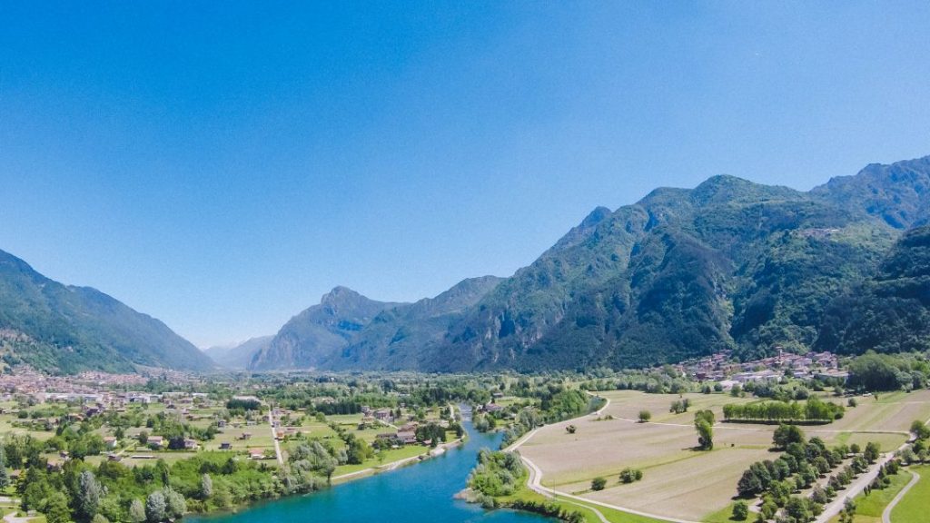 Lake Idro and the Valle del Chiese as seen from a paraglider