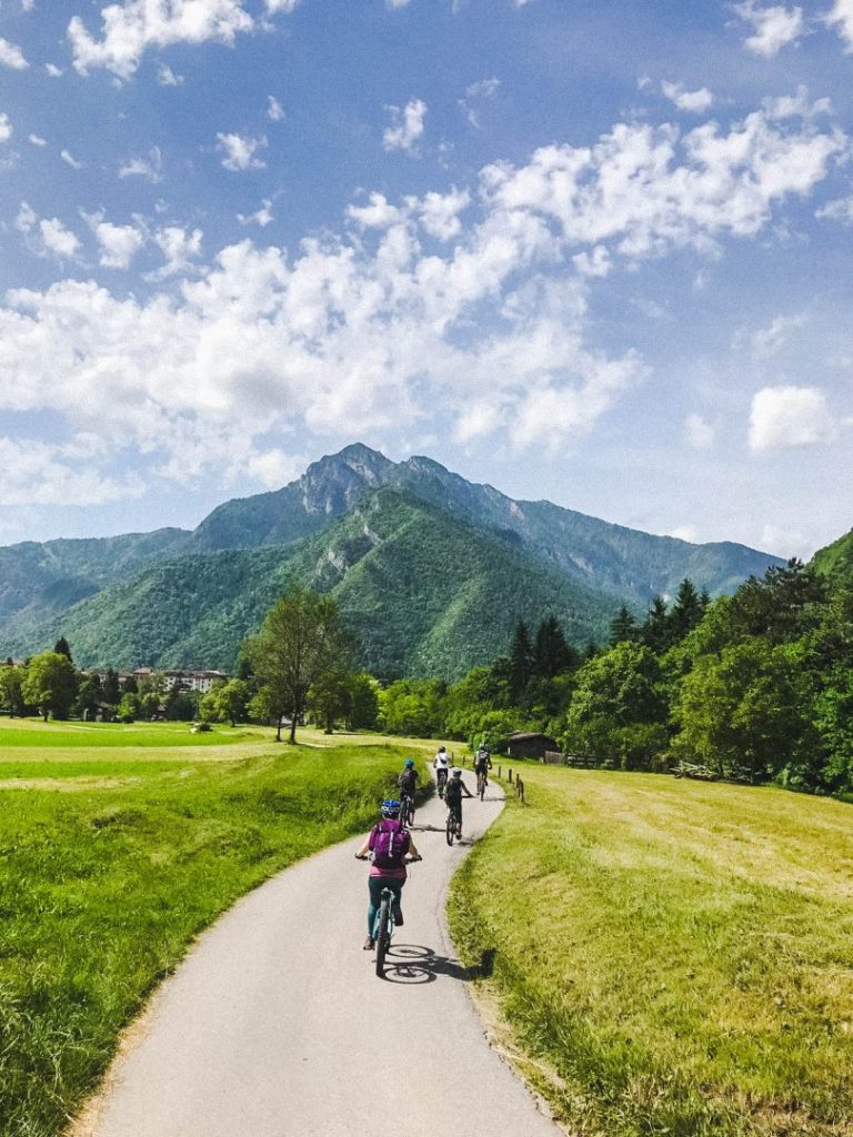 mountain biking through valle di ledro, italy