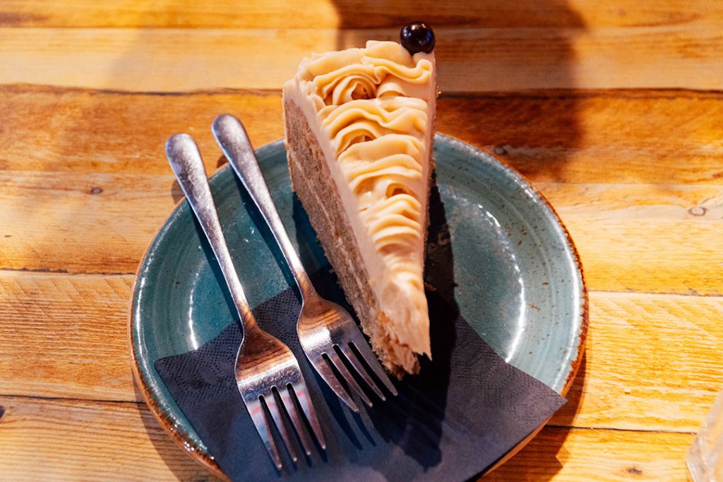 a giant piece of coffee cake