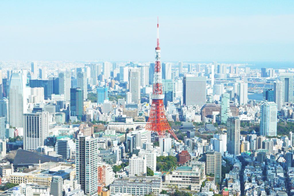 tokyo from above, with the toyko tv tower in the center. tokyo is a must-visit during your solo travels in japan
