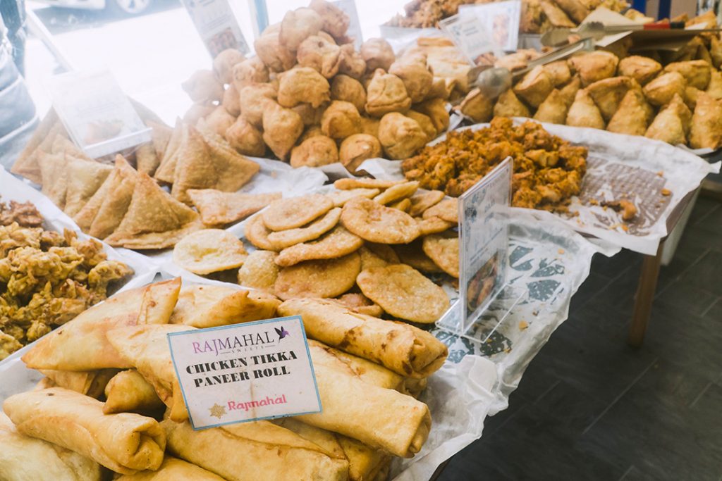 samosa and more indian food - a food tour is great for a girls weekend in london!