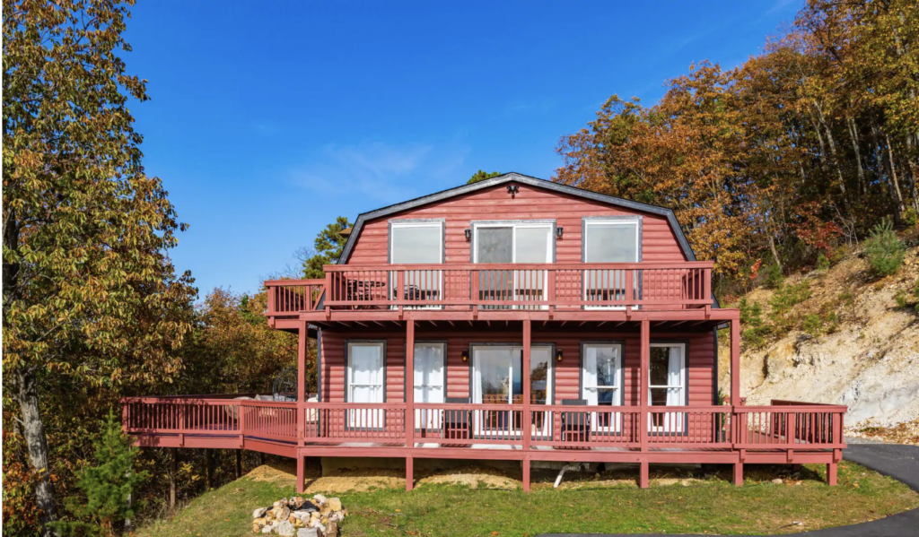 a large red shenandoah national park cabin