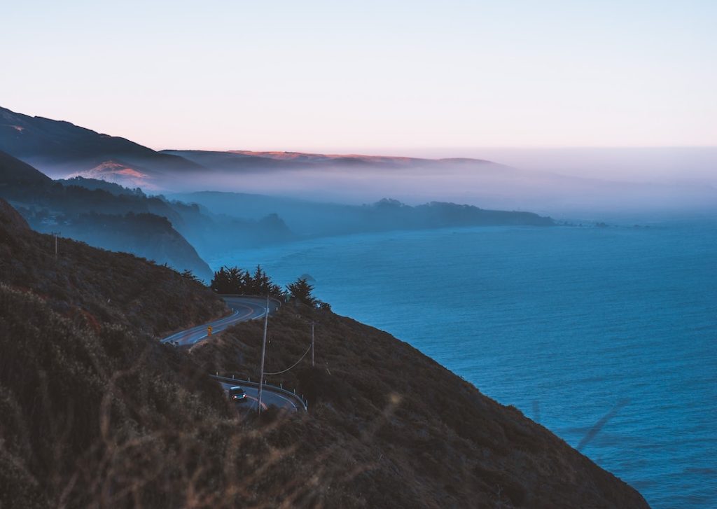 winding roads on a big sur road trip